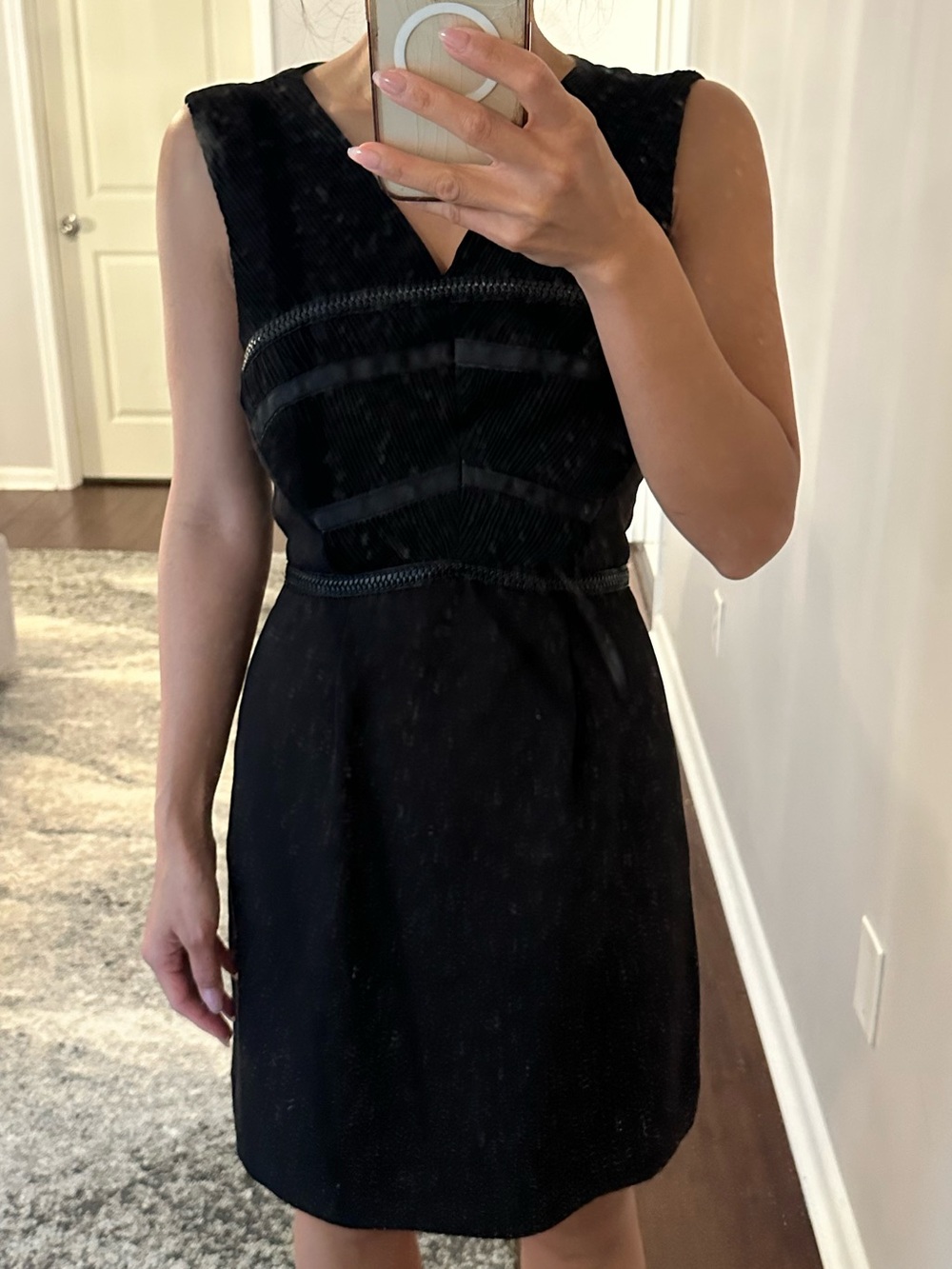 Reiss Black V-Neck Sleeveless Mini Dress